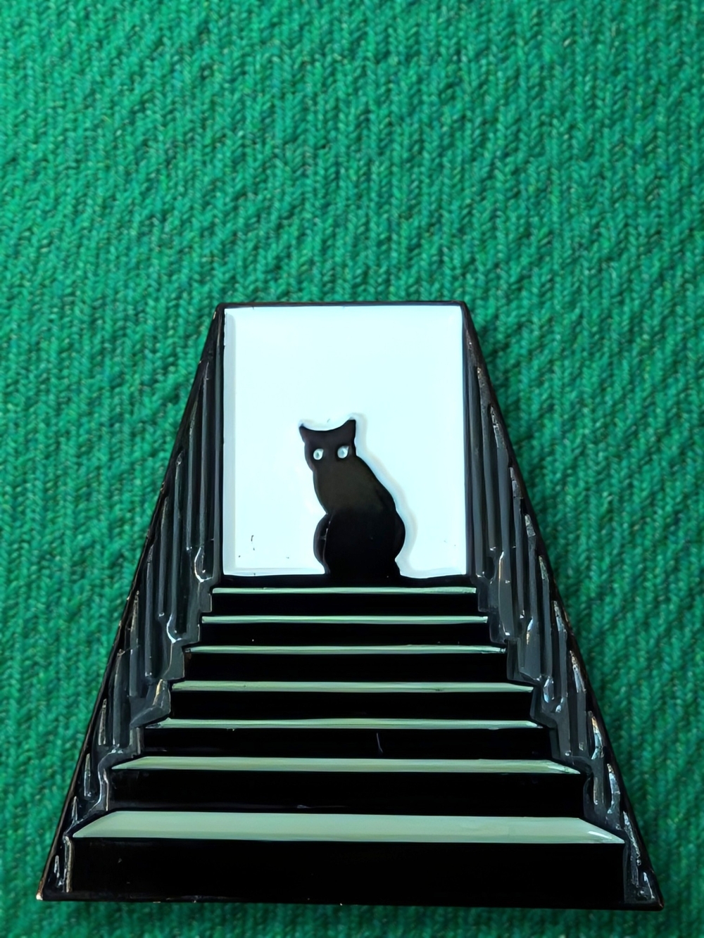 Black Cat Enamel Pin - Black and White
